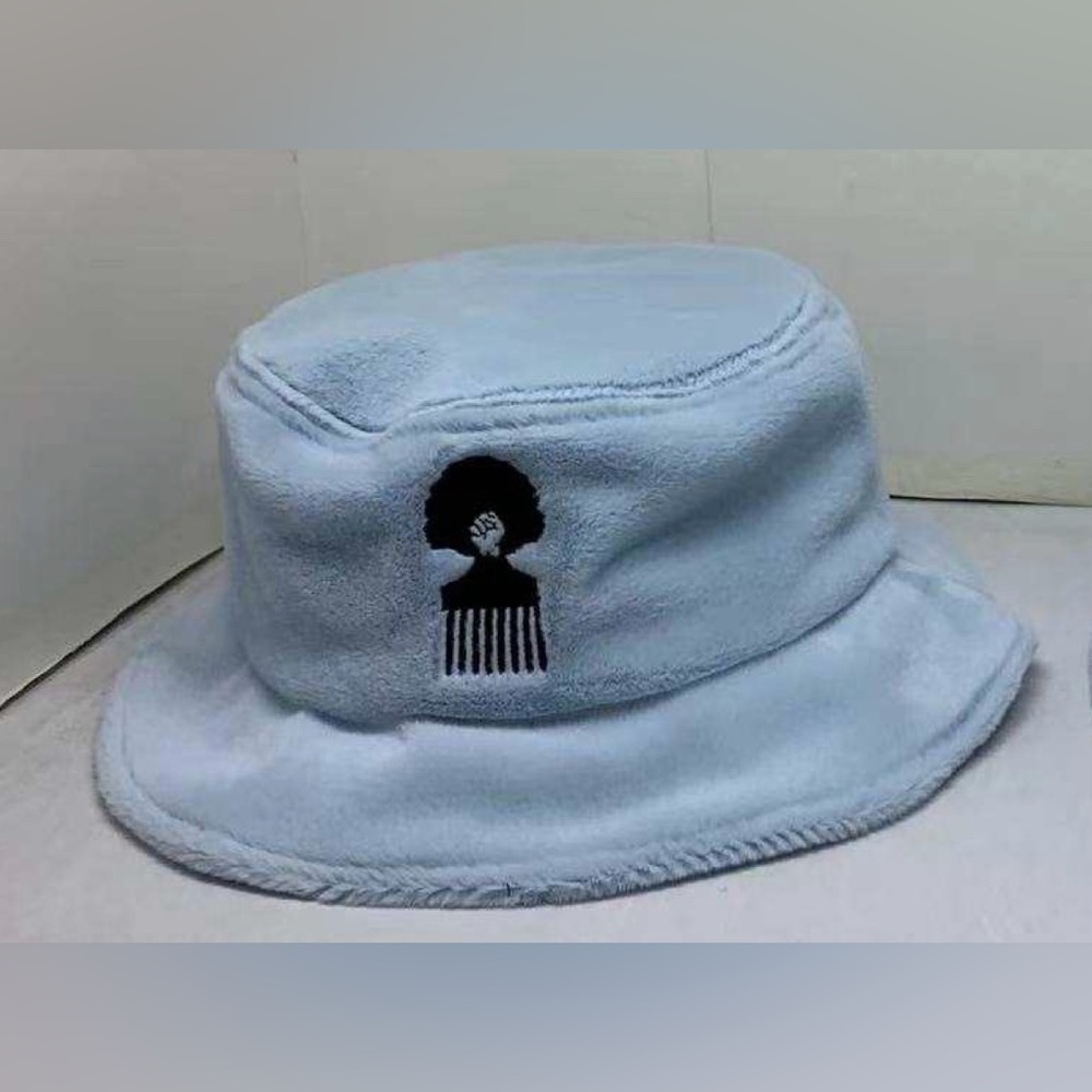 Light Blue Satin Lined Faux Fur Bucket Hat